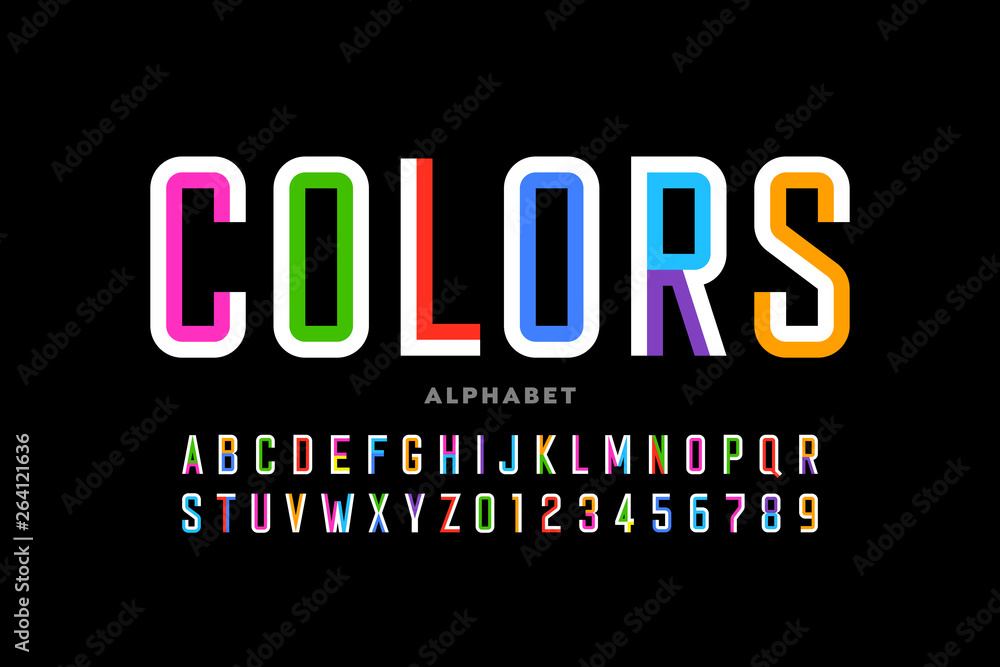 Naklejka Modern style colorful font design, alphabet letters and numbers