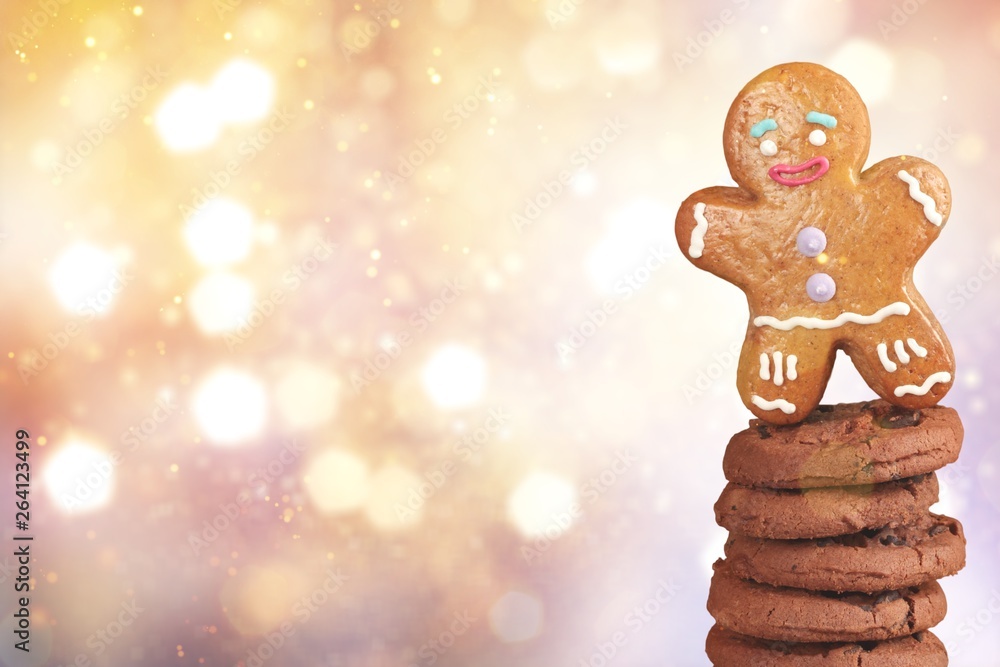Tasty Cookies with chocolate and Gingerbread Man