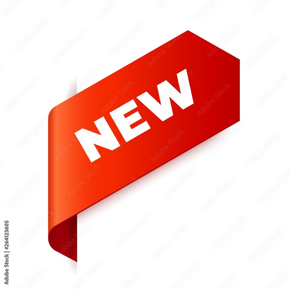 Red Vector Banner Ribbon on white background, left bookmark. Red Vector Banner Ribbon on white background, left bookmark.