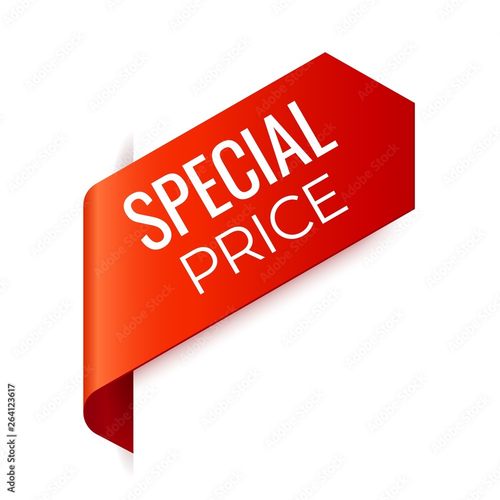 Red Vector Banner Ribbon on white background, left bookmark. Red Vector Banner Ribbon on white background, left bookmark.