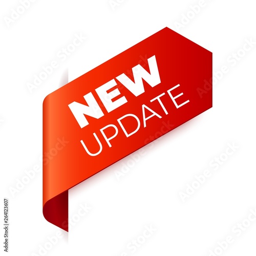 Red Vector Banner Ribbon on white background, left bookmark.