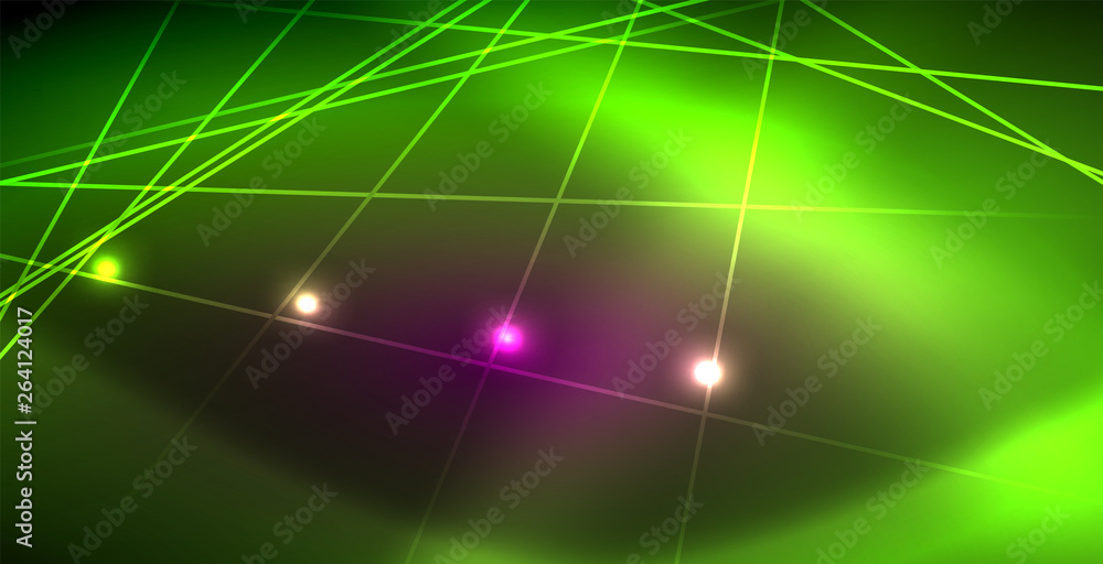 Obraz premium Neon glowing lines, magic energy space light concept, abstract background wallpaper design