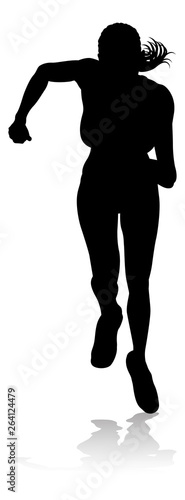 Silhouette runner in a race track and field event