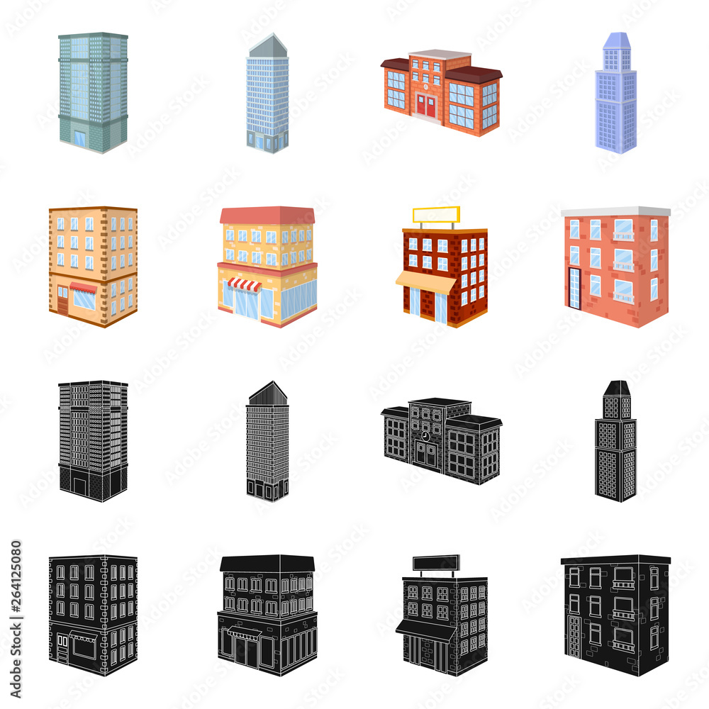 Isolated object of construction and building icon. Set of construction and estate vector icon for stock.