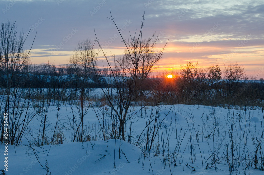 winter sunset in the Siberian Outback winter sunset in the Siberian Outback