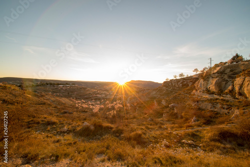 Mountains around Morella in els ports during sunset