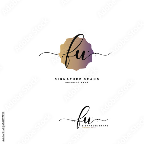 F U FU Initial letter handwriting and  signature logo.