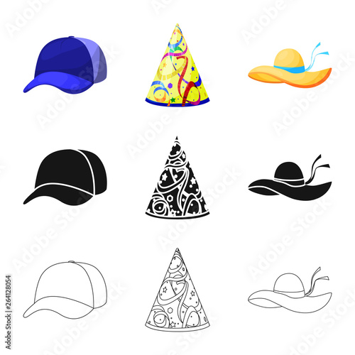 Vector design of clothing and cap sign. Set of clothing and beret stock symbol for web.