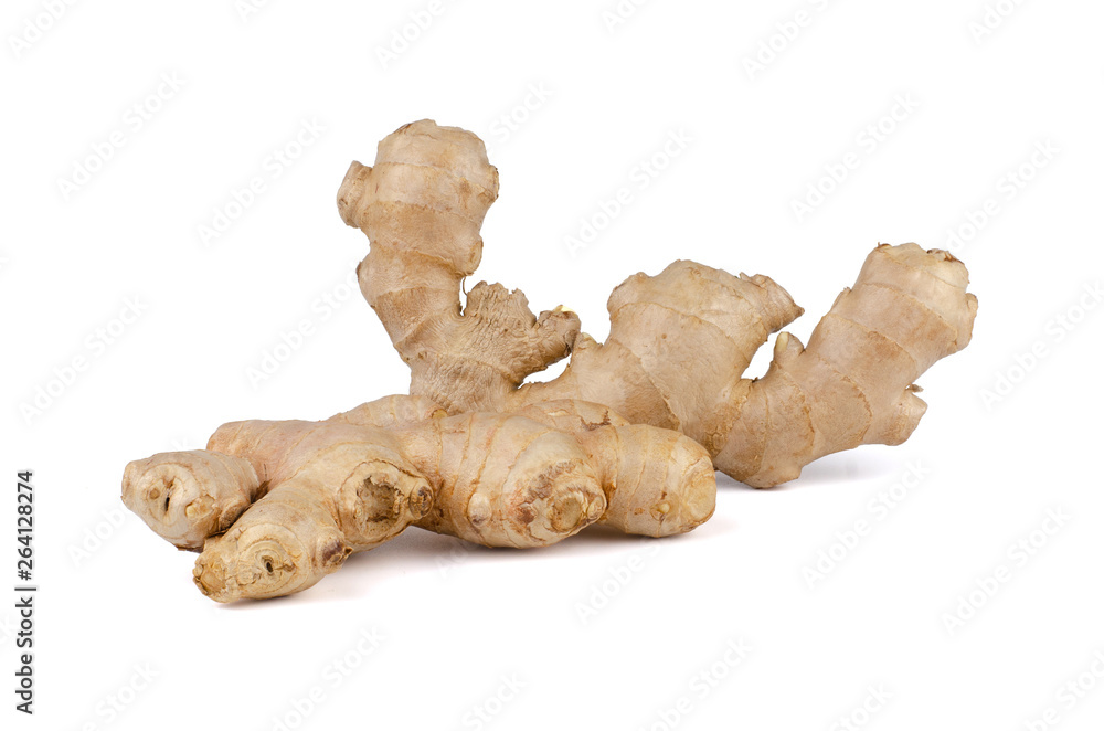 Fresh Ginger roots isolated on white background.