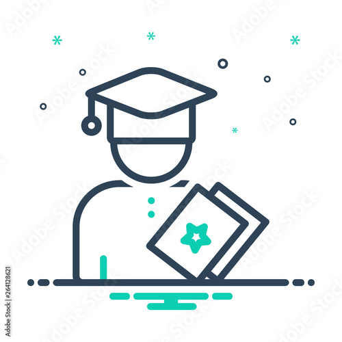 Mix line icon for education  