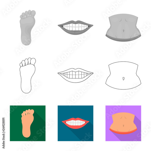 Isolated object of body and part logo. Set of body and anatomy vector icon for stock.