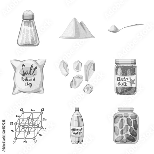 Vector illustration of salt  and food icon. Collection of salt  and mineral  stock symbol for web.