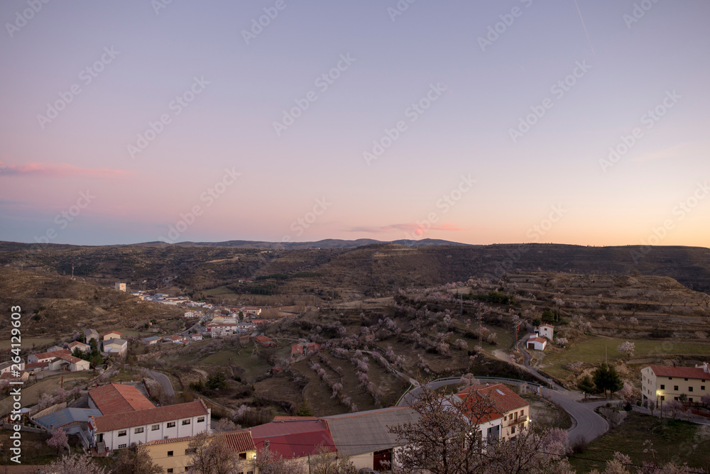 Mountains around Morella in els ports during sunset