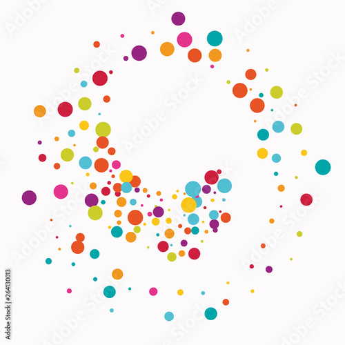 Celebrate color circle vector confetti background.