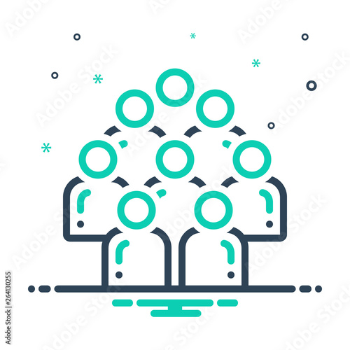 Mix line icon for multitude crowd 