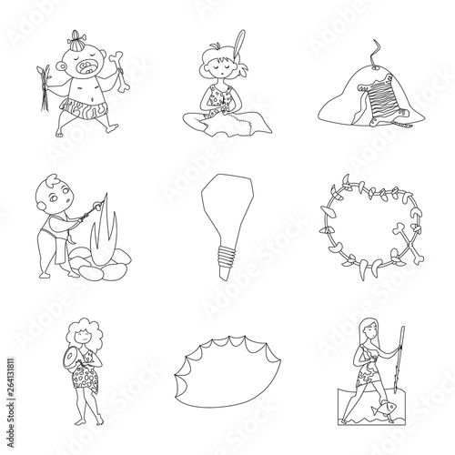 Vector design of primitive  and archeology icon. Set of primitive  and history  stock symbol for web.
