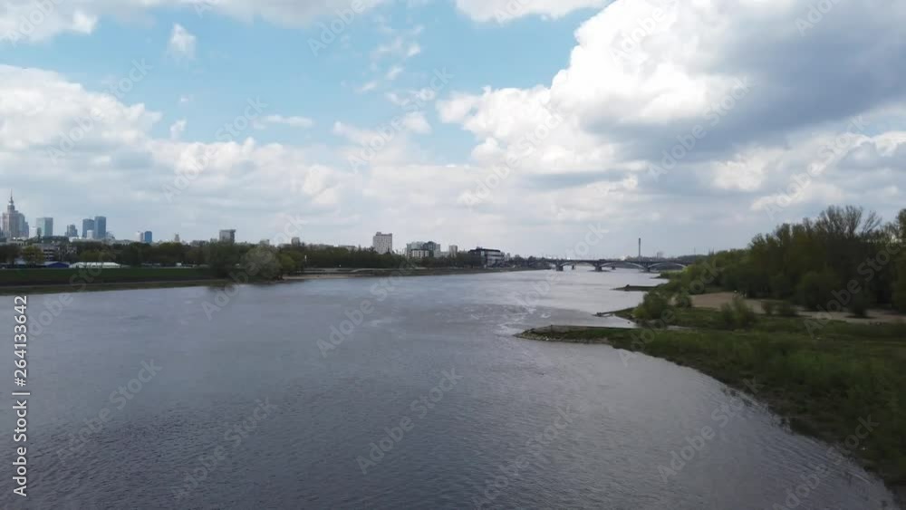 Wisla river in Warsaw Poland with clouds Wisla river in Warsaw Poland with clouds