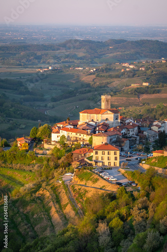 Village Šmartno between vineyards in wine region Brda in Slovenia