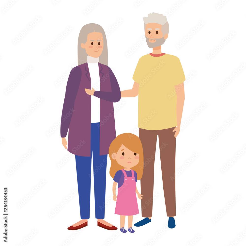 cute grand parents couple with grandaughter