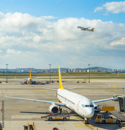 Planes, buses at airport ru...