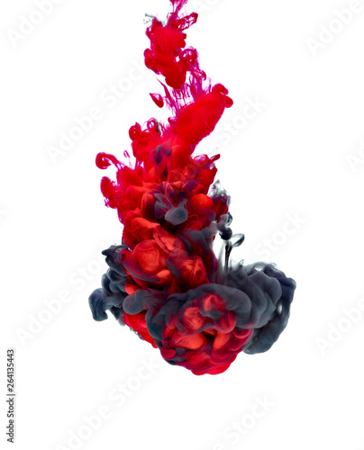 paint in water color liquid red black