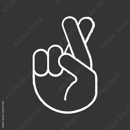 Fingers crossed emoji chalk icon