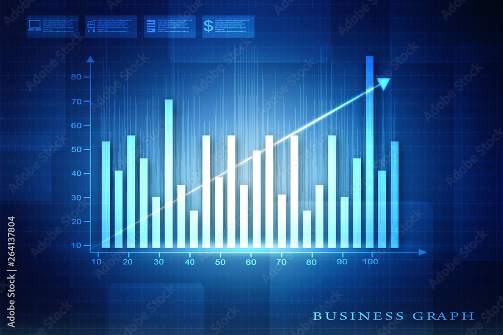 2d rendering Stock market online business concept. business Graph 