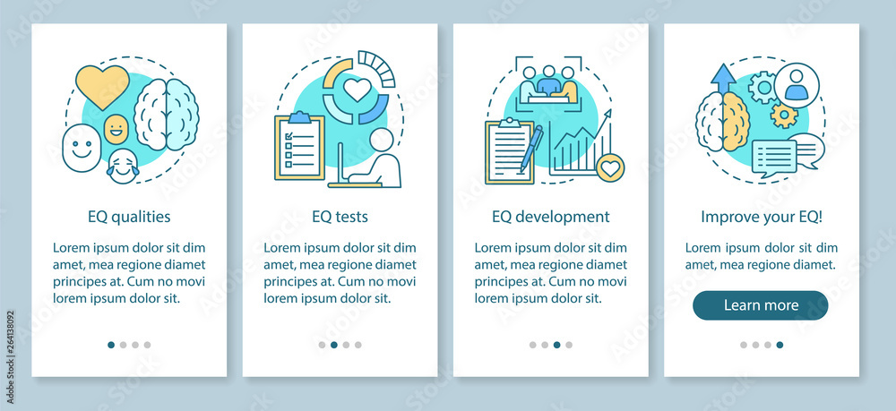 EQ qualities onboarding mobile app page screen vector template EQ qualities onboarding mobile app page screen vector template