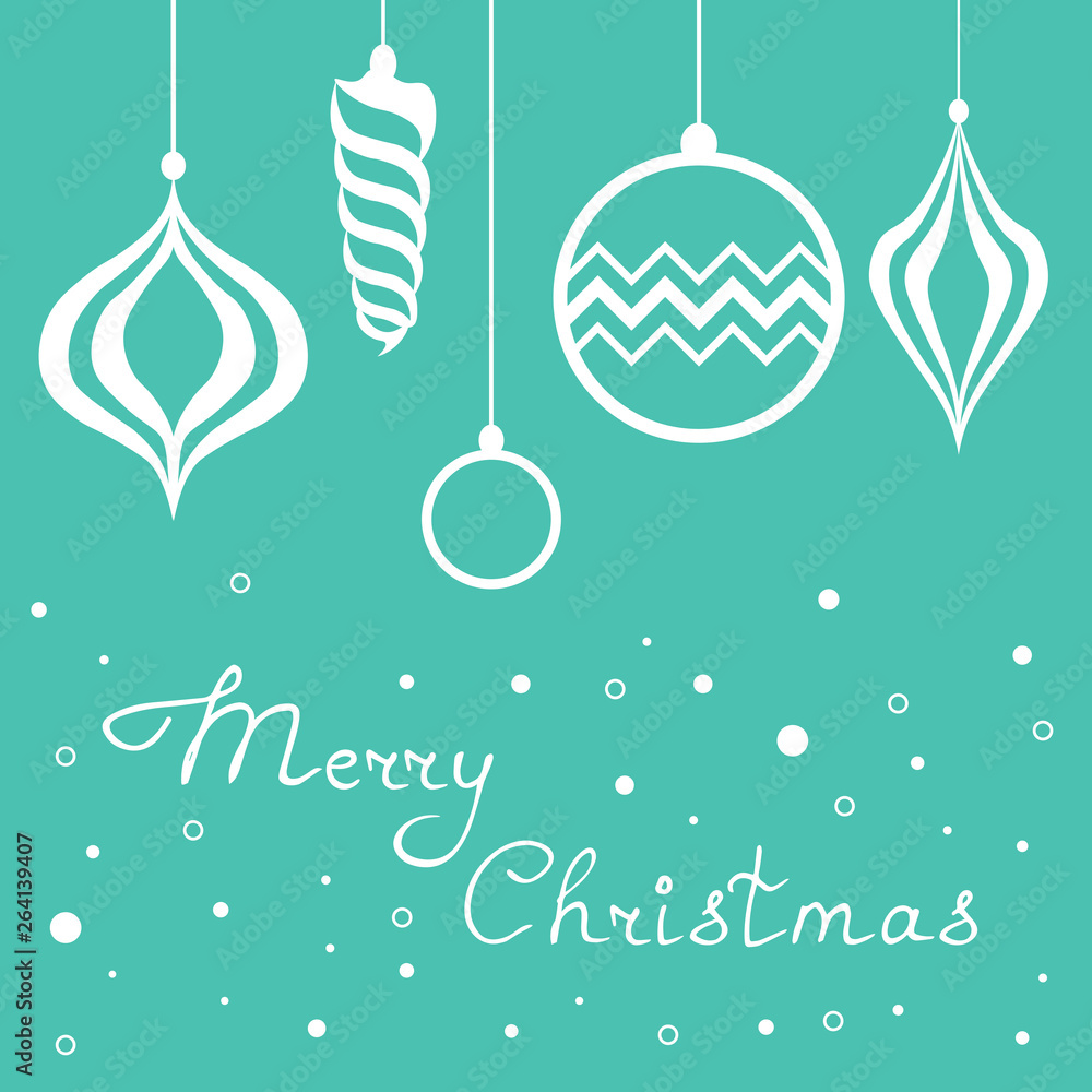 Naklejka premium Christmas tree toys pattern with handwritten lettering merry christmas