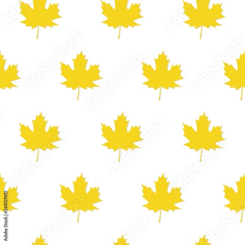 Autumn Set of Yellow Maple Leaves on White Background,