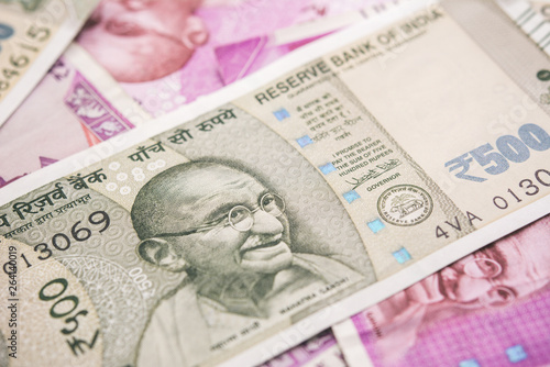 Closeup of Indian rupee banknote