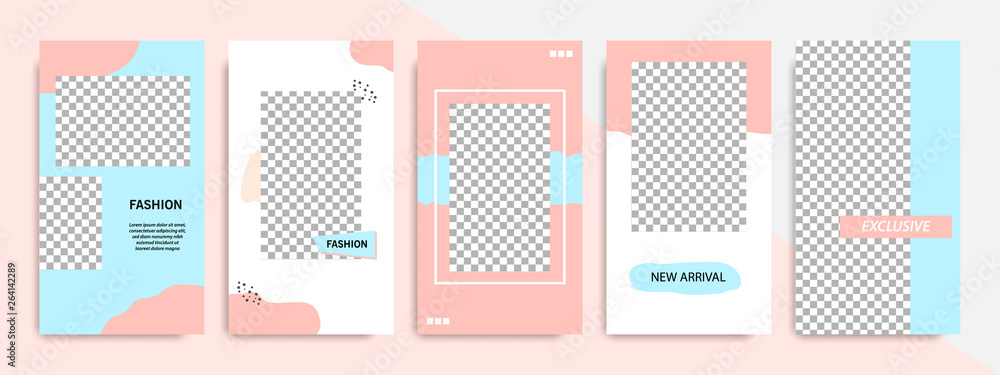 Minimal brush abstract stories layout template banner for social media promotional ads and product catalog in peach and blue color Minimal brush abstract stories layout template banner for social media promotional ads and product catalog in peach and blue color