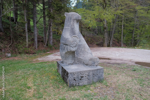 Bear sculpture near Schleching city, Germany