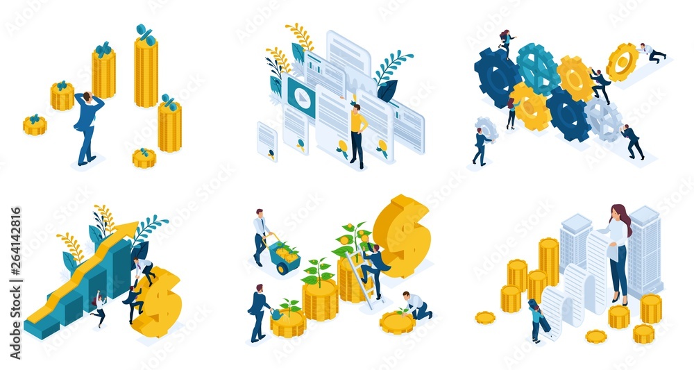 Fototapeta premium Isometric Concept Investment, Success Business