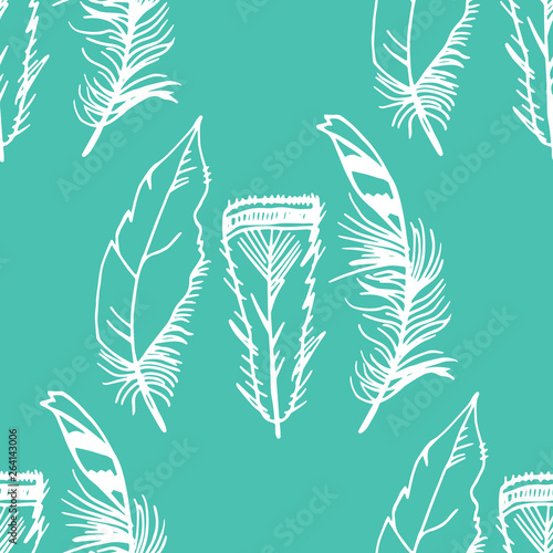 фотографія Mockingjay feather seamless pattern hand drawn sketch