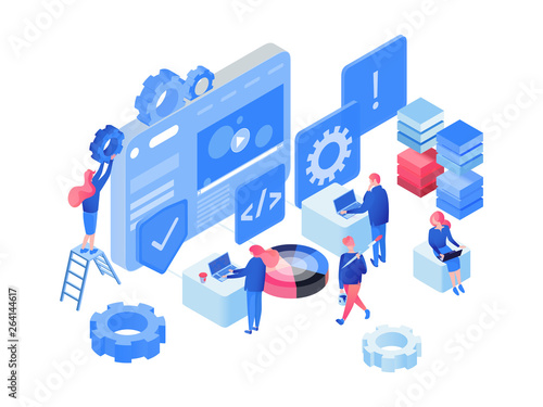 Software, web development isometric vector illustration