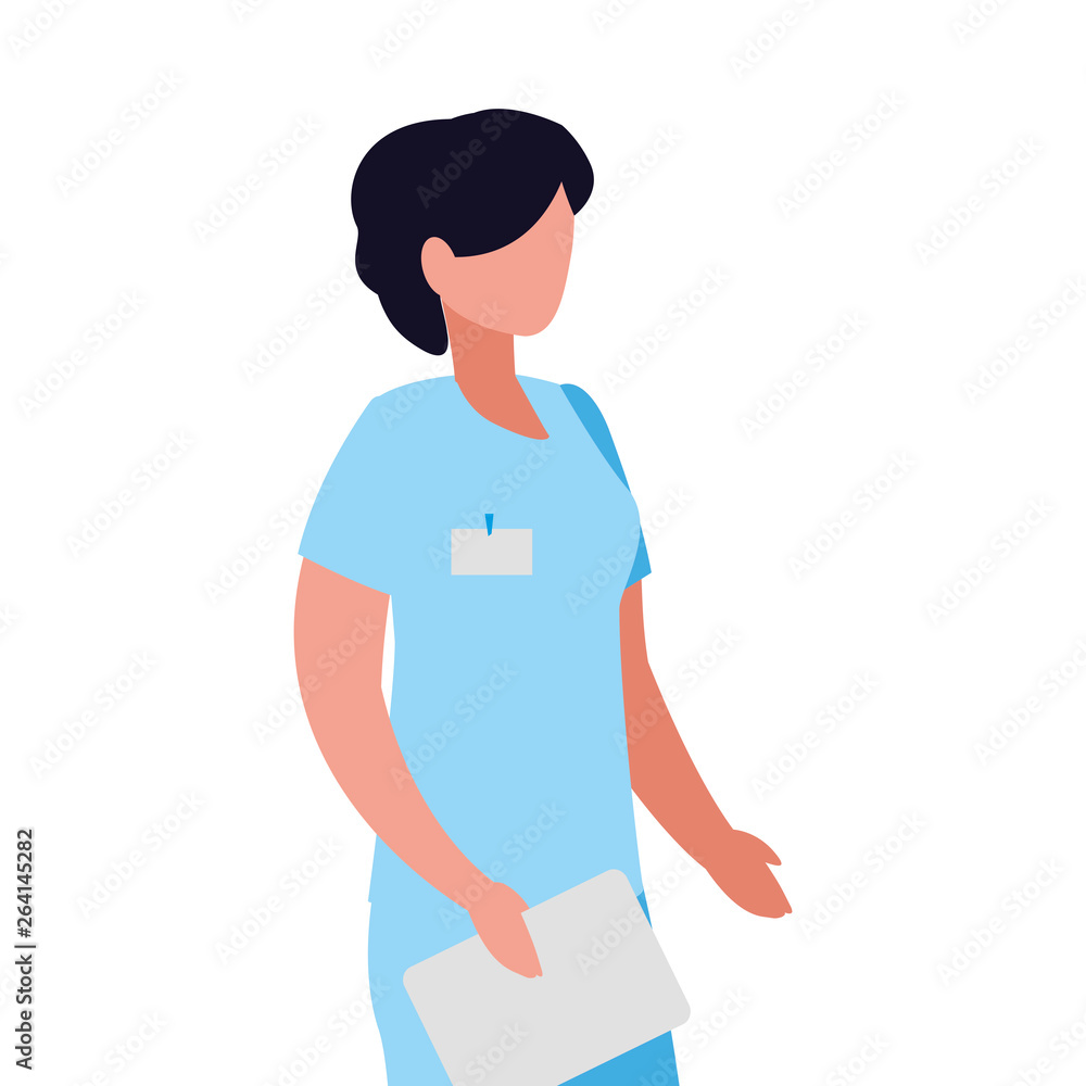 female medicine worker with uniform and documents female medicine worker with uniform and documents