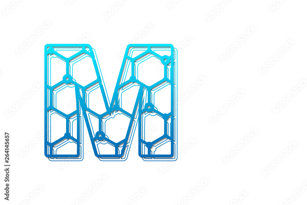 Letter M logo design template with hexagon shape. Line art logo type design concept of Abstract technology logo Letter M logo design template with hexagon shape. Line art logo type design concept of Abstract technology logo