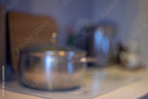  blurred kitchen background. Blur image of modern Kitchen Room interior. Kitchen Room. with Retro Instagram Style Filter