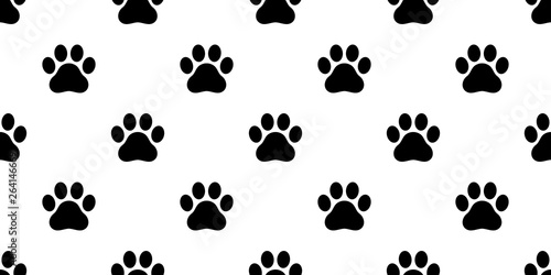 Dog Paw seamless vector footprint pattern kitten puppy tile background repeat wallpaper isolated illustration