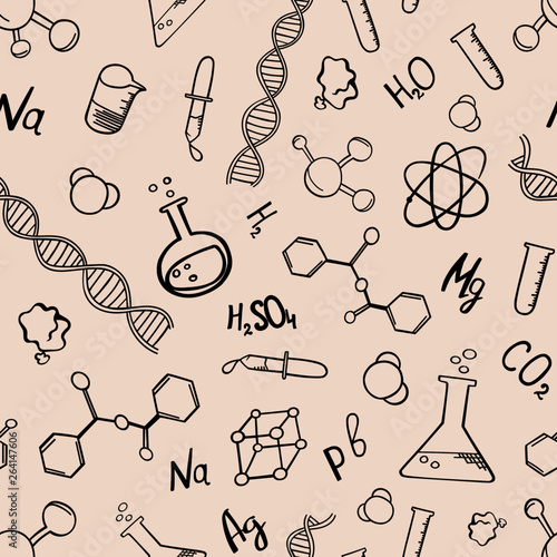 seamless pattern chemistry background mining elements educational subject chemistry scientific research