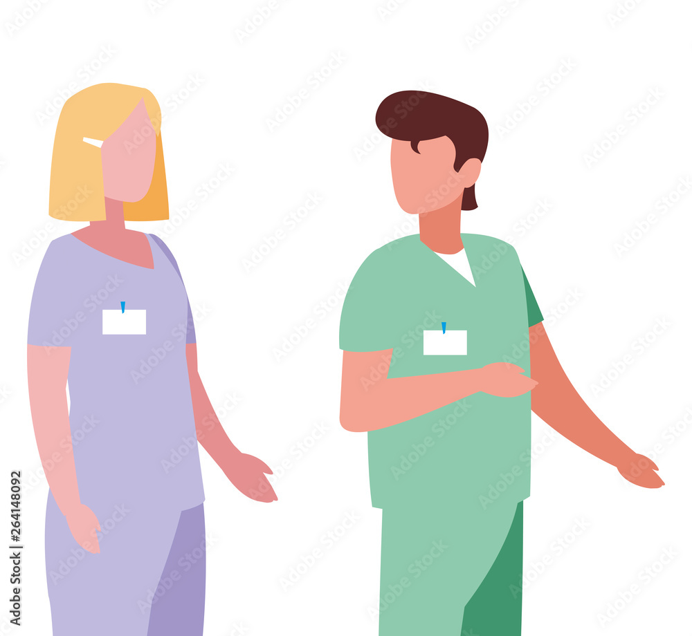 couple medicine workers with uniform characters couple medicine workers with uniform characters
