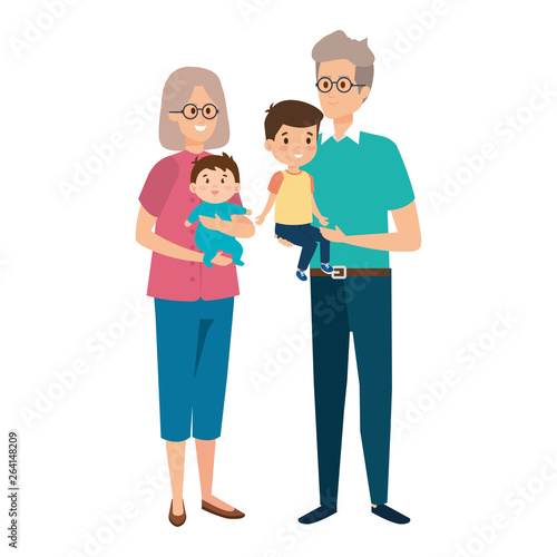 cute grand parents couple with grandson and baby