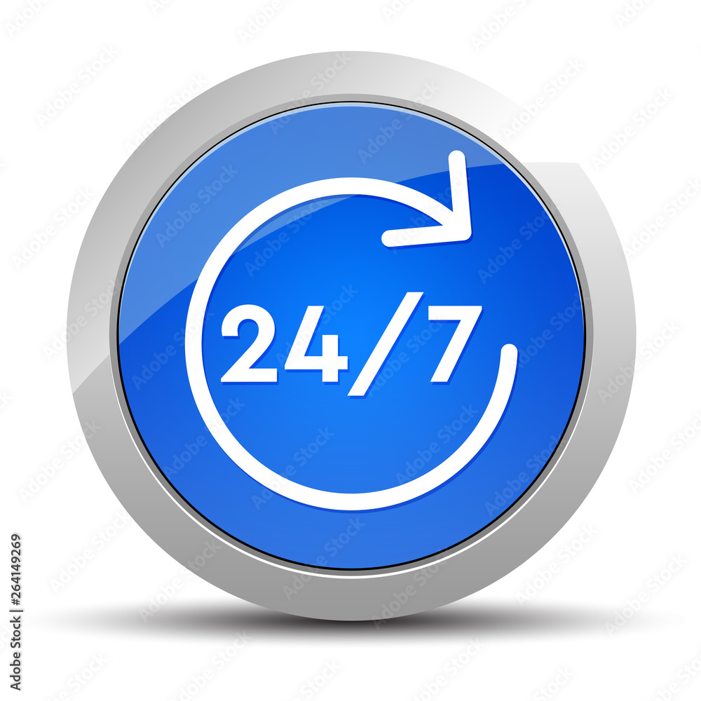 24/7 rotate arrow icon blue round button illustration 24/7 rotate arrow icon blue round button illustration