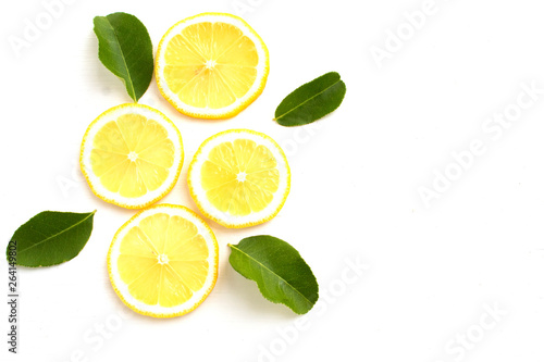 fresh lemon and leaves isolated on  white background