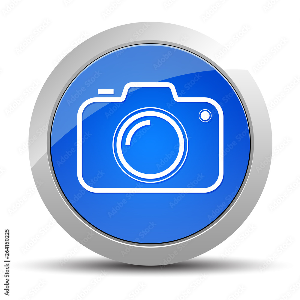 Camera icon blue round button illustration Camera icon blue round button illustration