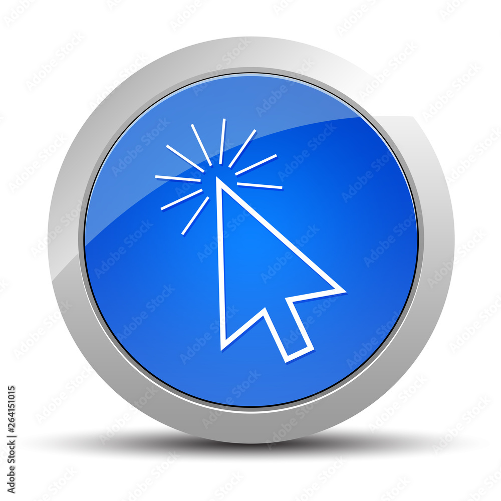 Cursor click icon blue round button illustration Cursor click icon blue round button illustration