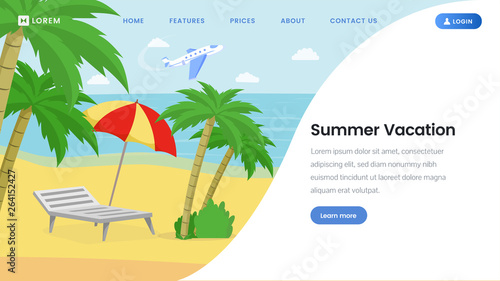Summer vacation landing page vector template