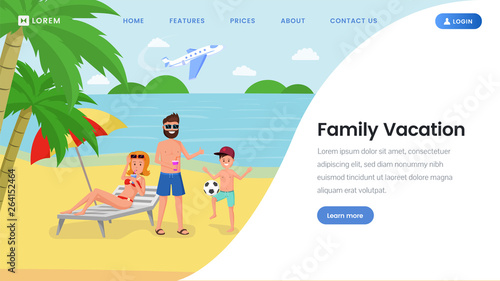 Family vacation landing page vector template
