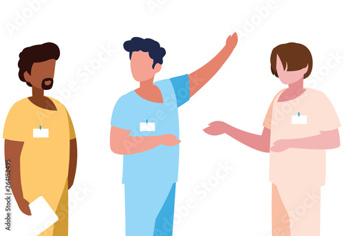 interracial male medicine workers with uniforms